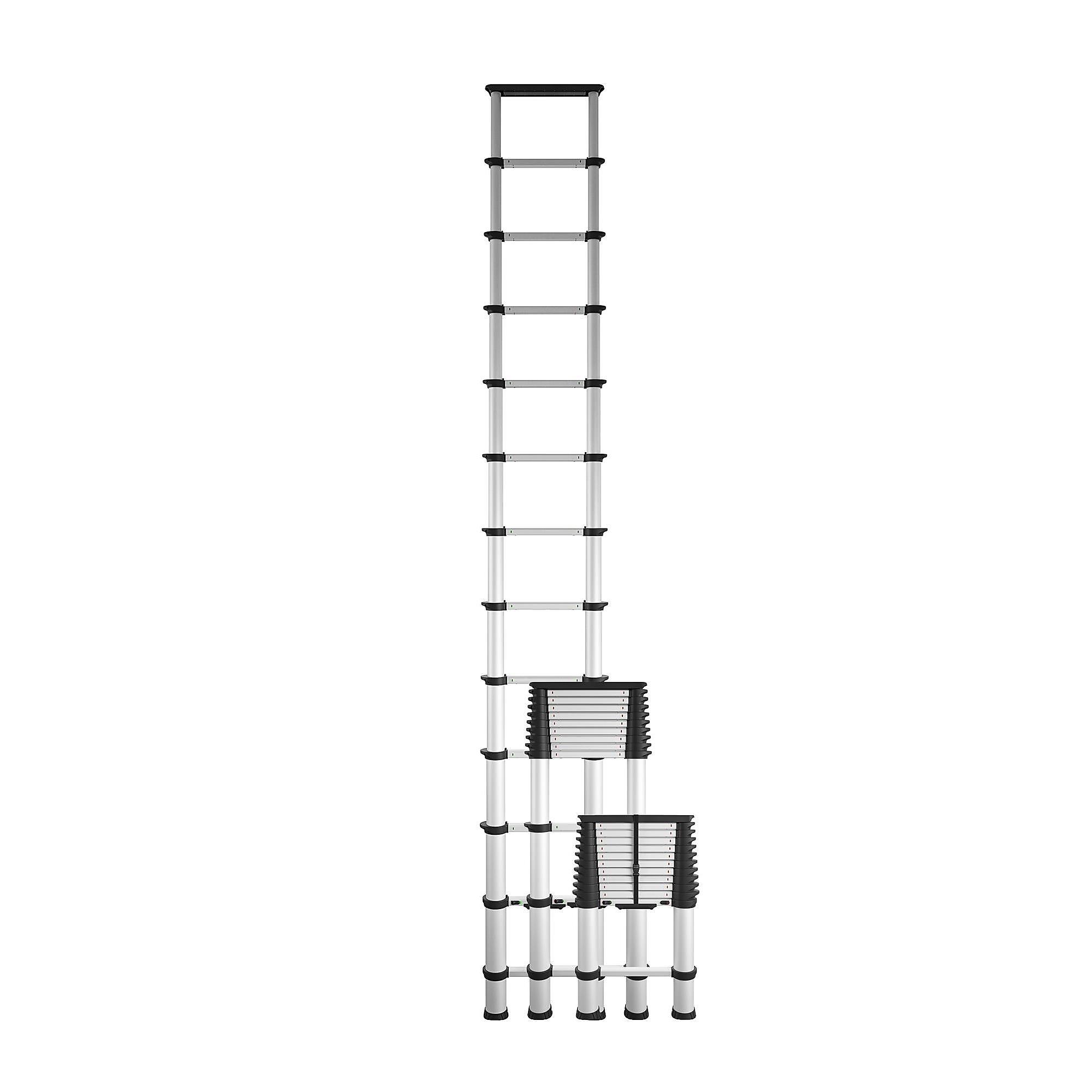 Cosco, 16ft. Telescoping Aluminum Ladder w/ Grips Top Cap, Height 16 ft, Capacity 300 lb, Material Aluminum, Model# 20813T1ASE